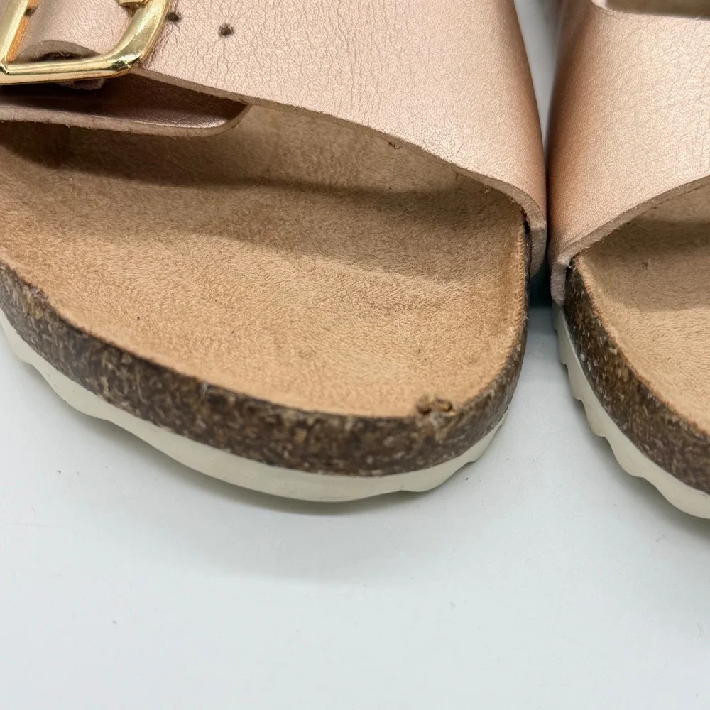 Cat & Jack Kids Rose Gold Double Buckle Slide Sandals Size 13 Metallic Cork